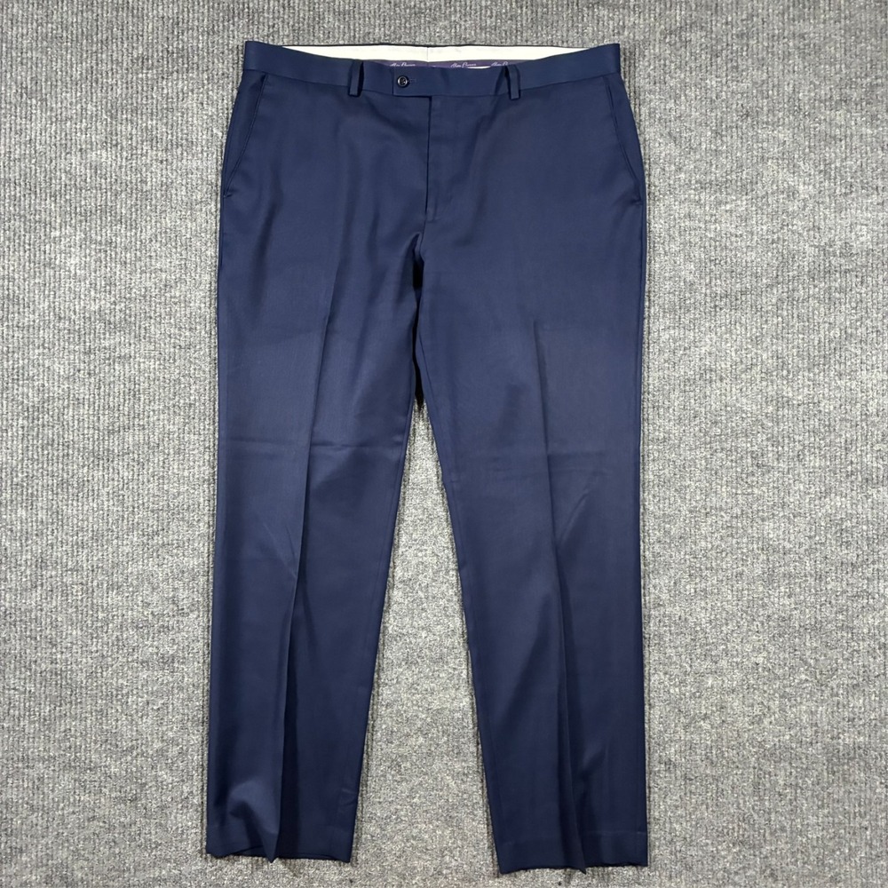 Alan Flusser‎ Mens Dress Pants Size 38x32 Navy Flat Front Career Mid Rise